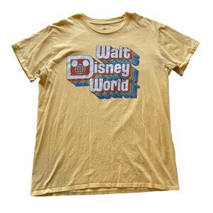 Walt Disney World XL Retro Graphic Tee Yellow Short Sleeve 100% Cotton Unisex